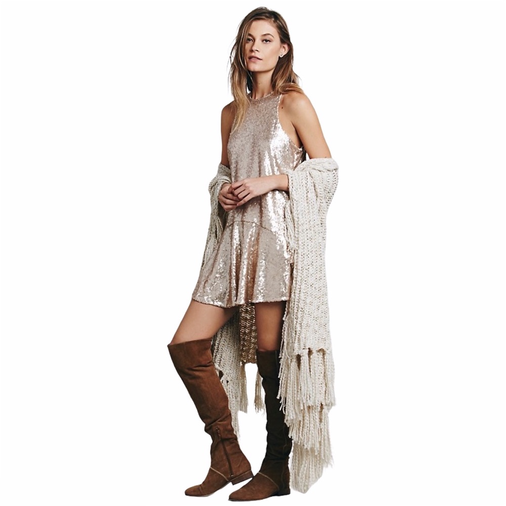 Free People Liquid Shine Sequined Sleeveless Dress